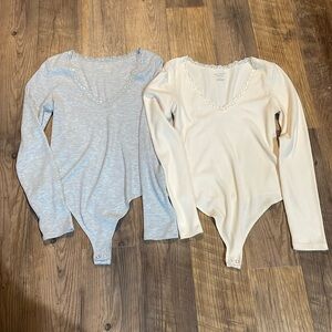 American Eagle Waffle Knit & Lace Bodysuits (2)